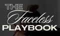 Text 'The Faceless Playbook' with a silhouette of a person against a dark background
